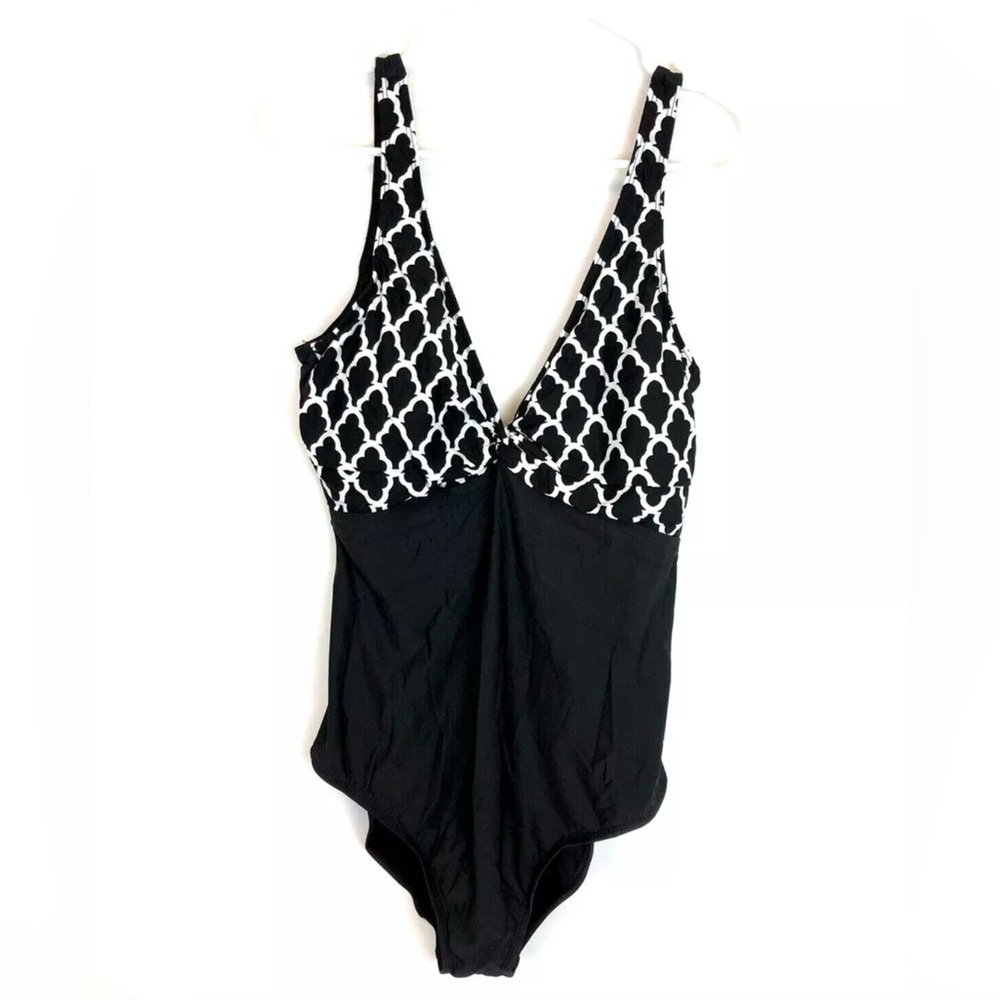 Athena Womens One Piece Swimsuit Vneck Maillot Size 16